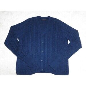 Henry Jacobson Cable Knit Cardigan Silk Blend Large